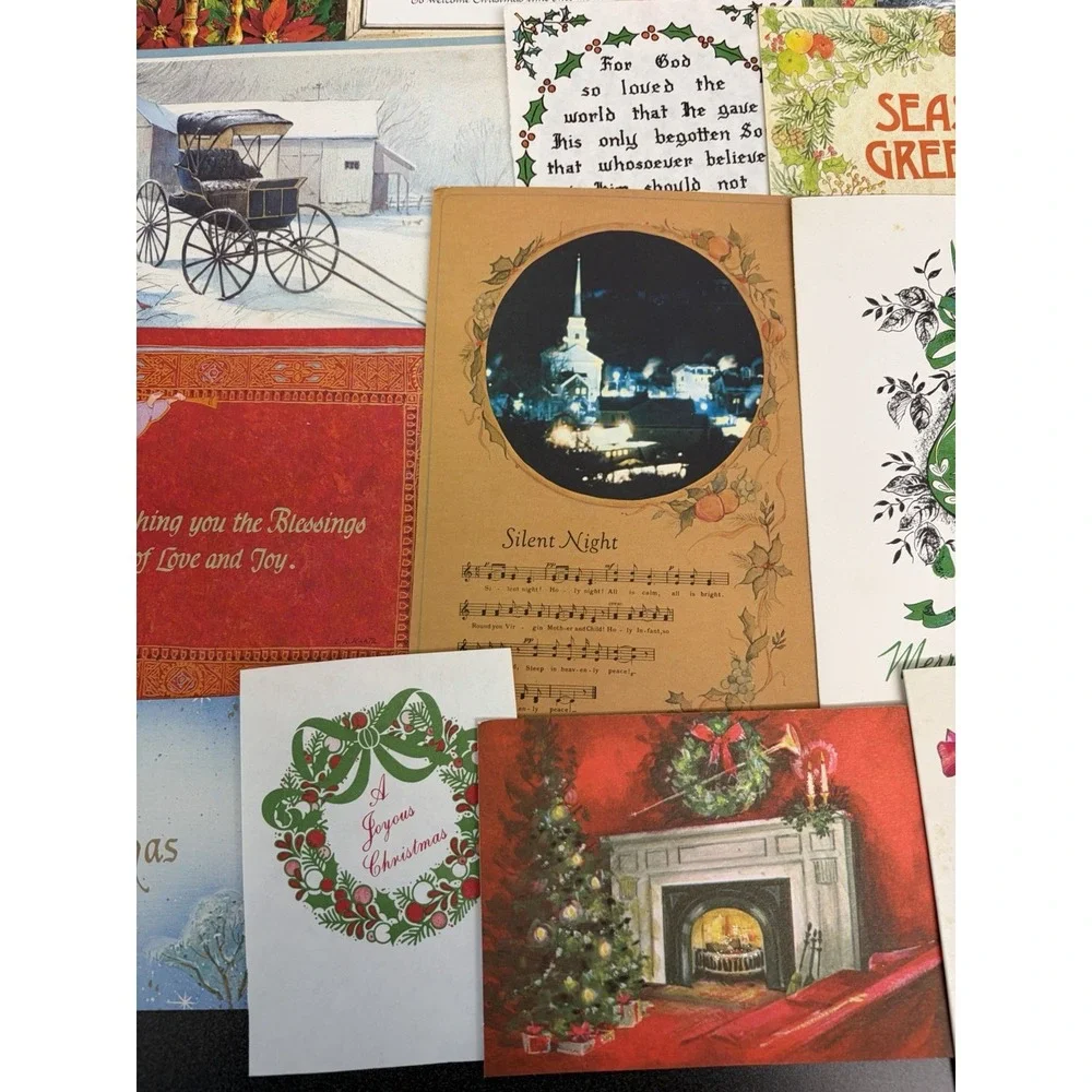Vintage Christmas Cards Fronts ONLY Traditional Scrapbooking Decoupage Lot 50+